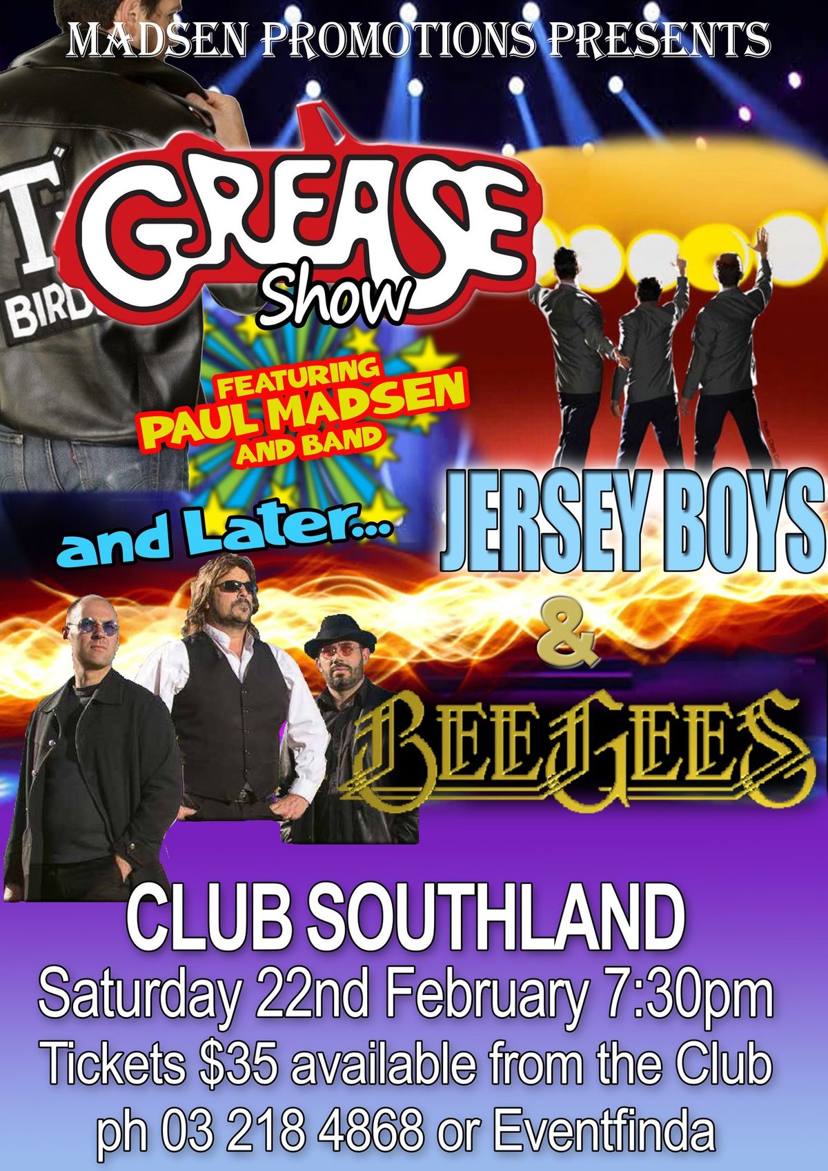 Grease\/Jersey Boys and the BeeGees @ClubSouthland