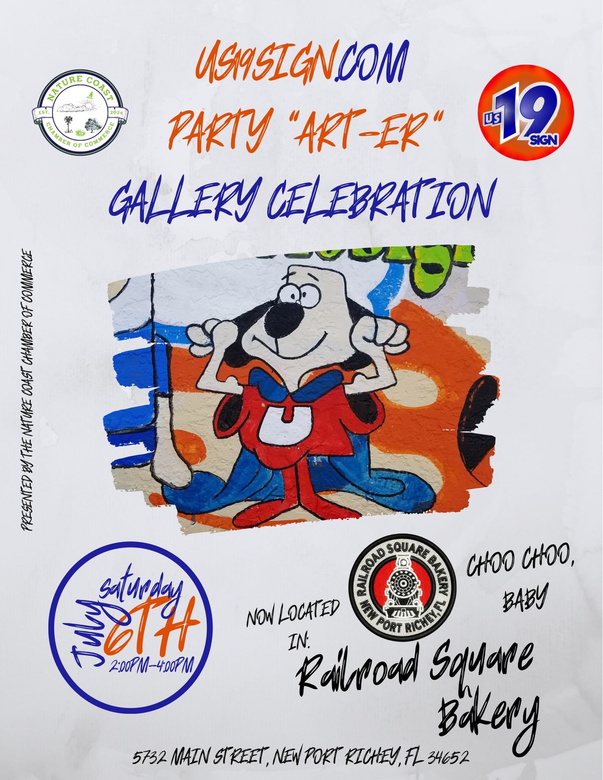 Party \u201cArt-Er\u201d Gallery Celebration for US19SIGN Guy at Railroad Square Bakery