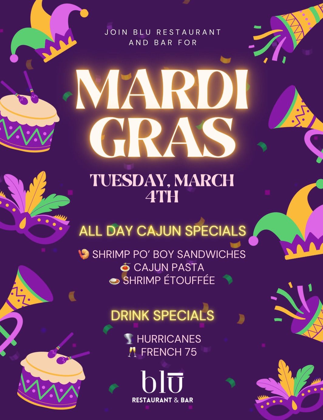 \ud83c\udfad Mardi Gras at Bl\u016b! \ud83c\udfb7