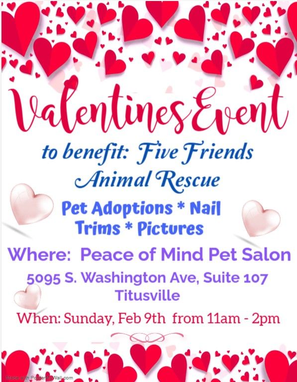 Peace of Mind Pet Salon adoption event with Five Friends Animal Rescue