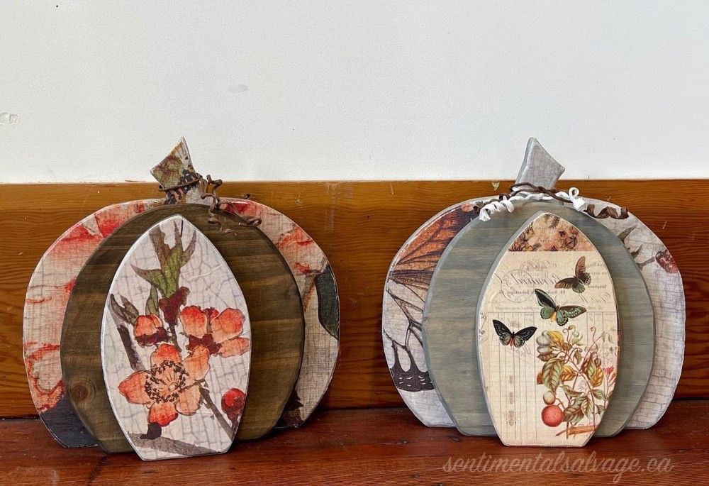 ALL SUPPLIES INCLUDED - Your Choice Wood Pumpkin - Intro in Decoupage 101 Workshop $45.00