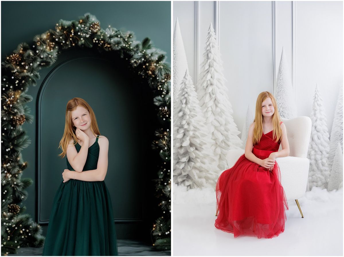 Holiday Studio Sessions - Emerald Pine Arch & White Forest Backdrop