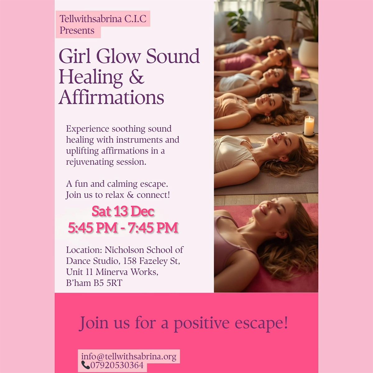 Sound Healing and Affirmations Session (Young Women 16-25)