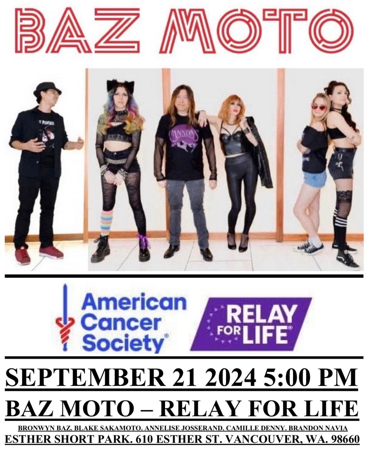 BAZ MOTO RELAY FOR LIFE ESTHER SHORT PARK SEPTEMBER 21 2024 5:00 PM