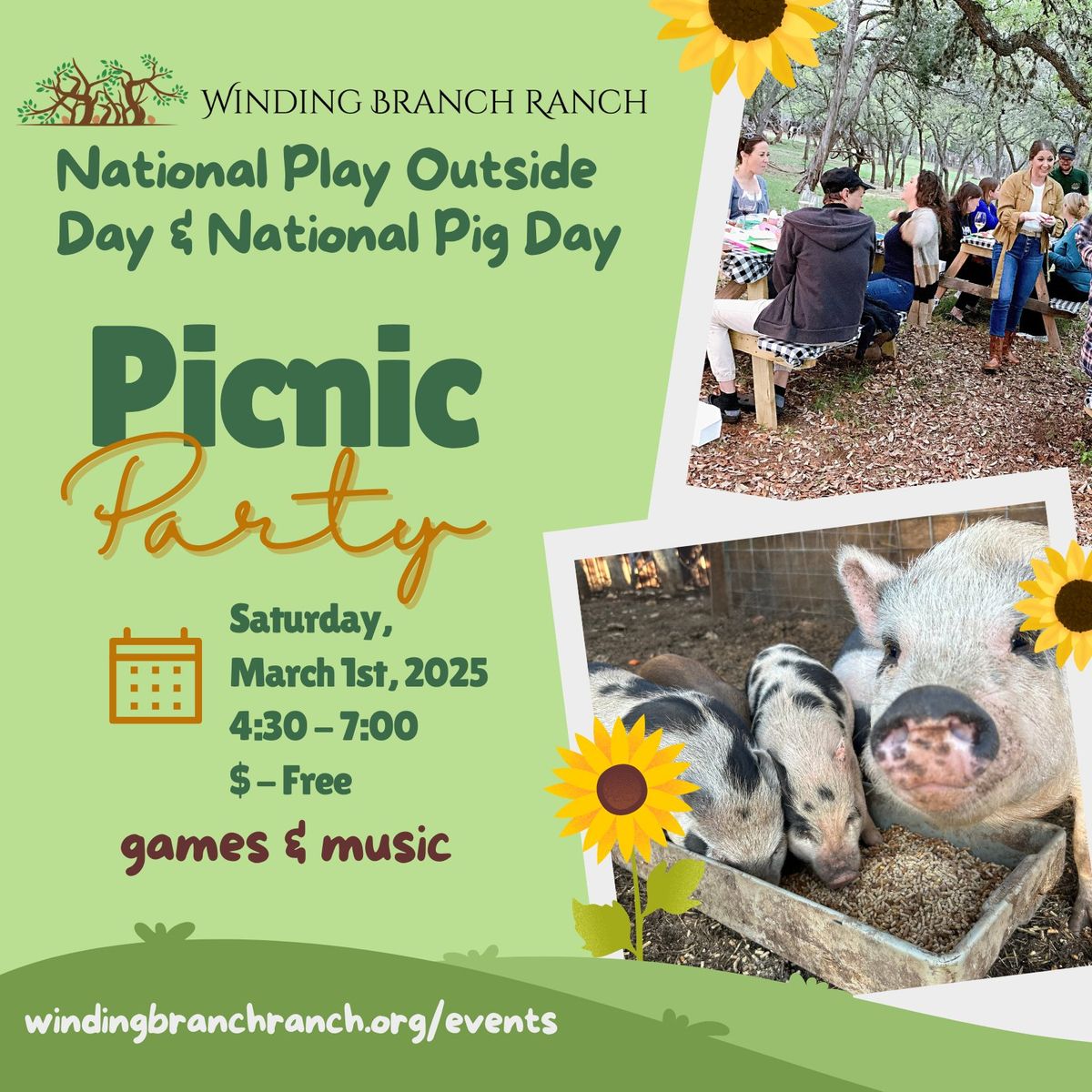 National Pig Day and Play Outside Day Picnic