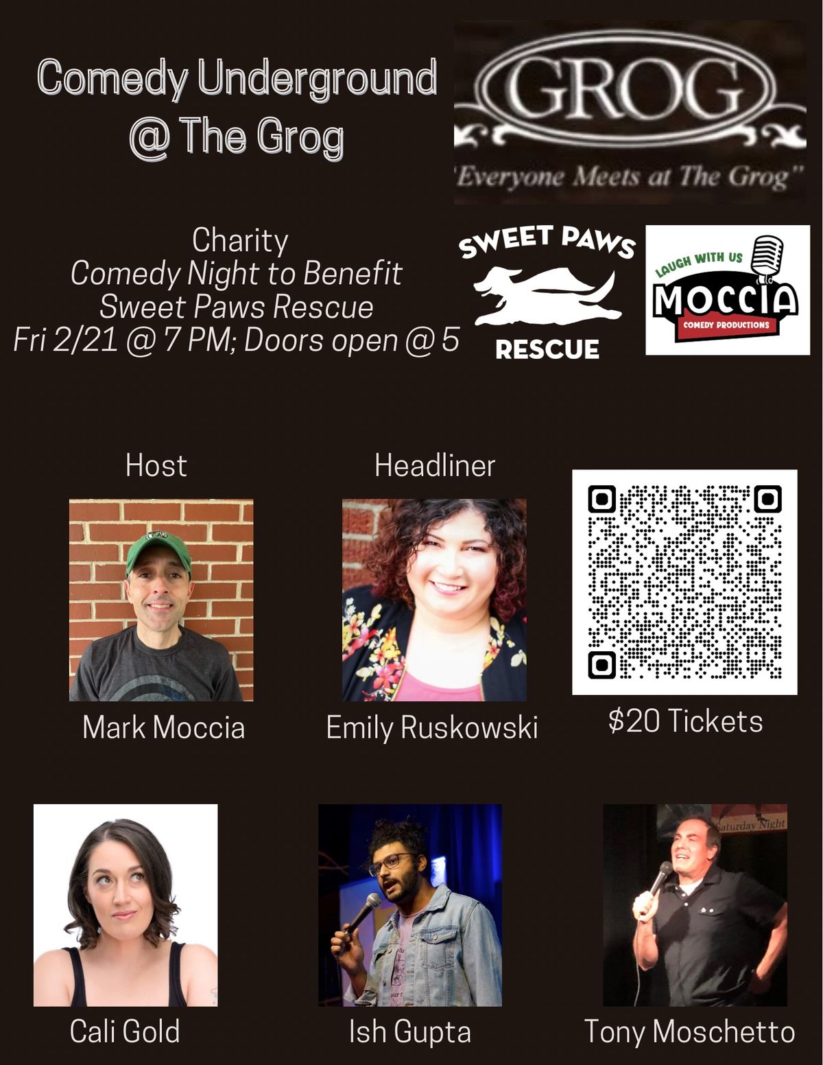 Comedy Night @ The Grog to Benefit Sweet Paws Rescue