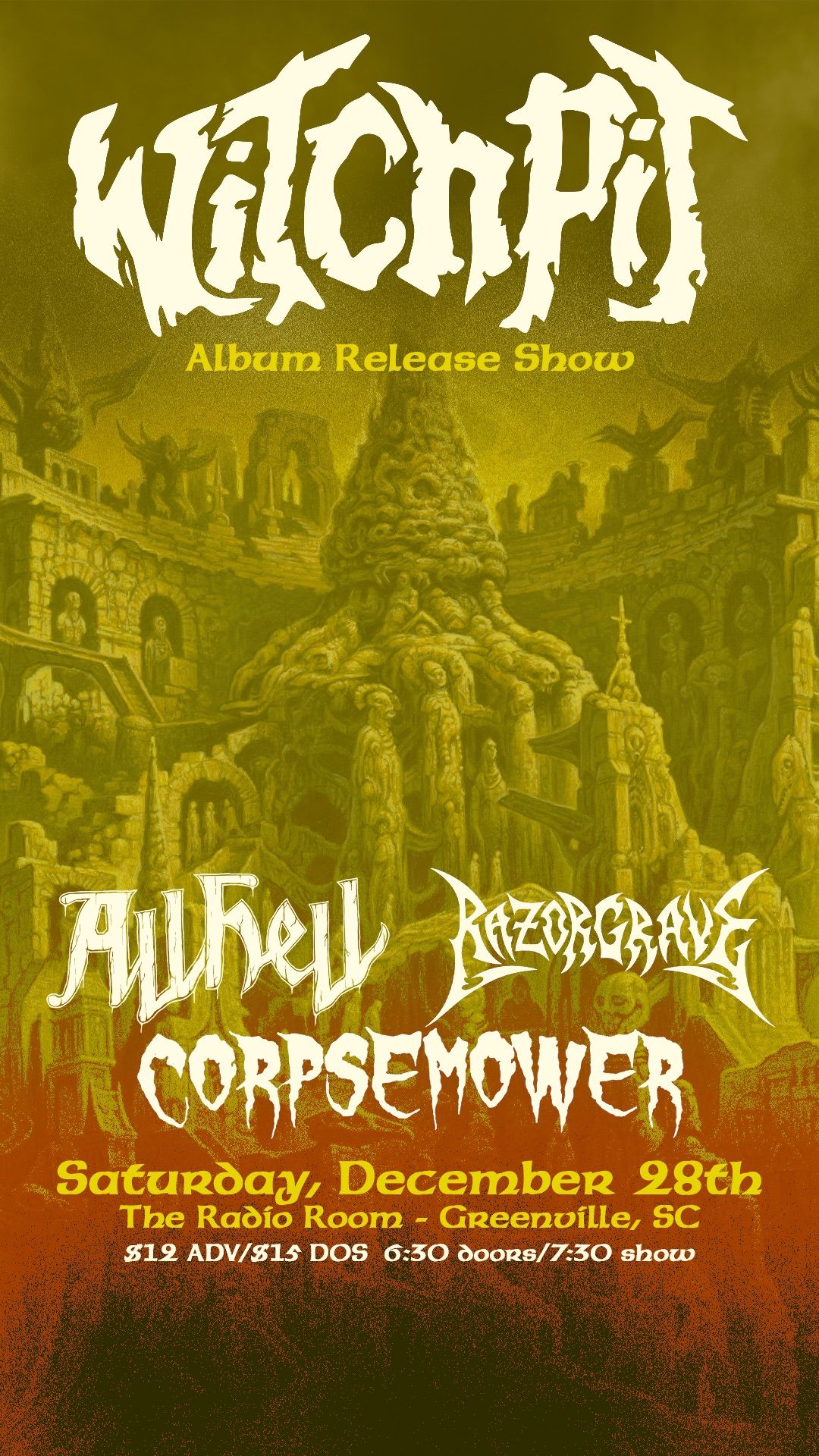 Witchpit Album Release Show with All Hell, Razorgrave, and CorspeMower at Radio Room