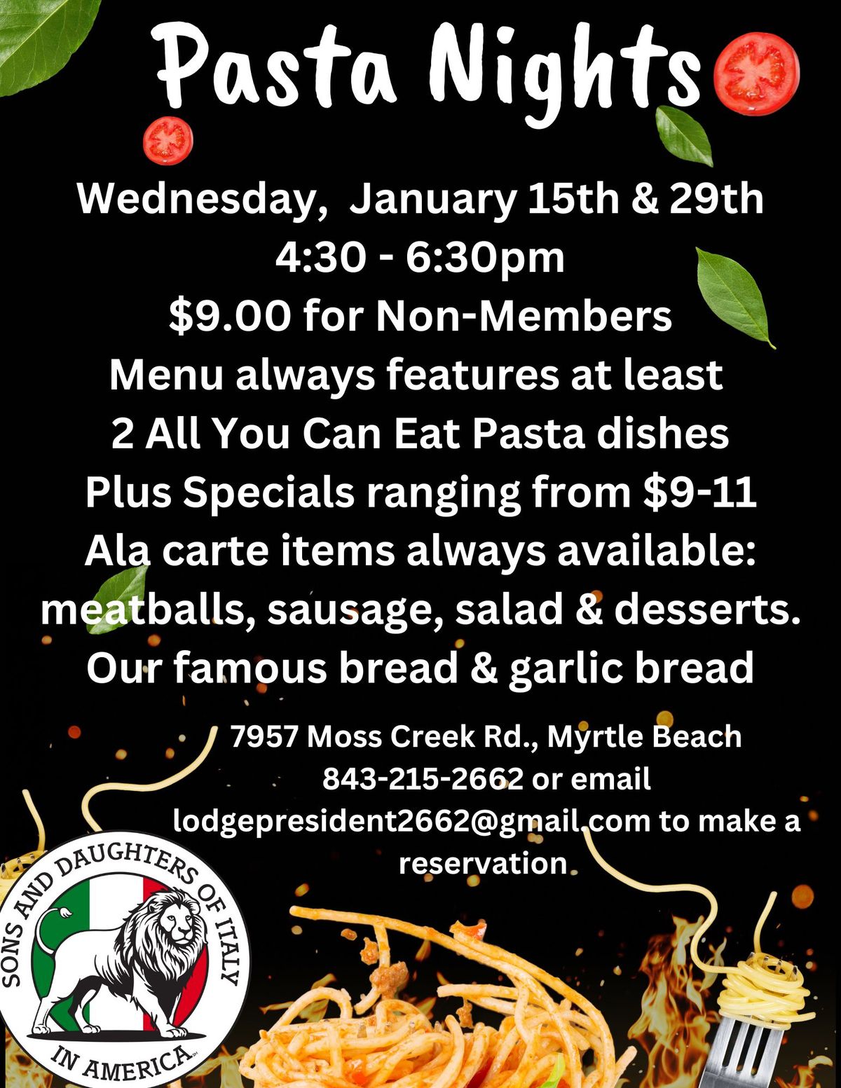 Pasta Nights - ALL YOU CAN EAT 