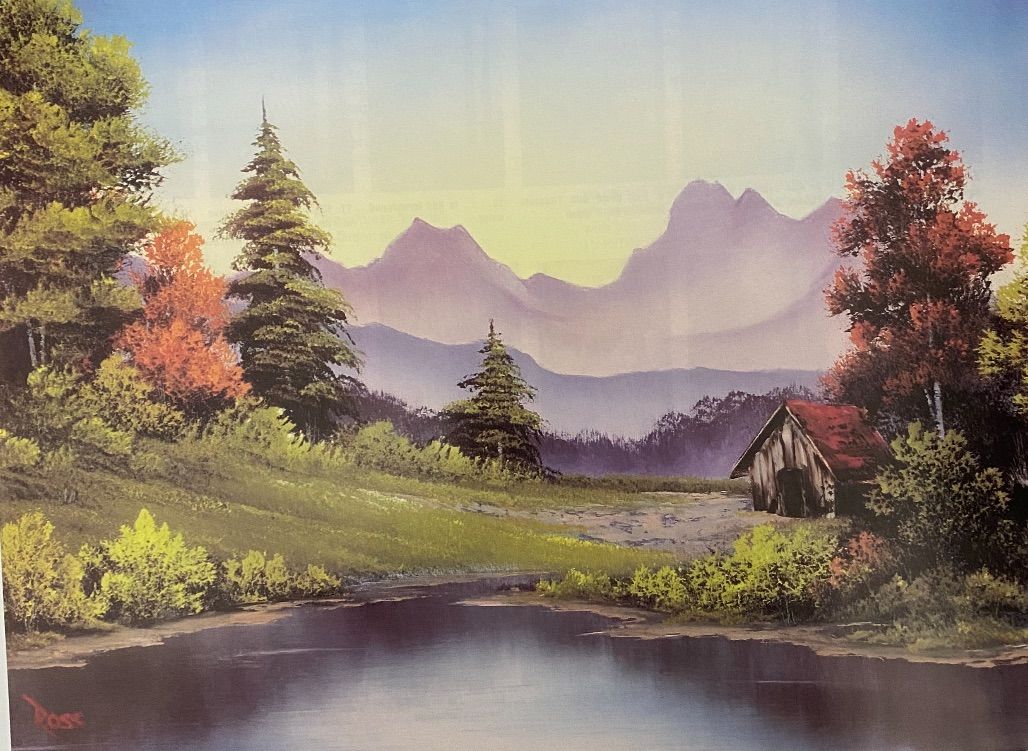 Bob Ross \u201cTrapper\u2019s Cabin\u201d Paint Class