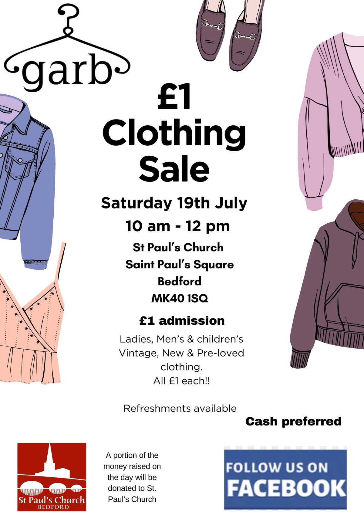 \u00a31 Men\u2019s, Ladies & Children\u2019s Mega Clothing event at St Paul\u2019s Church