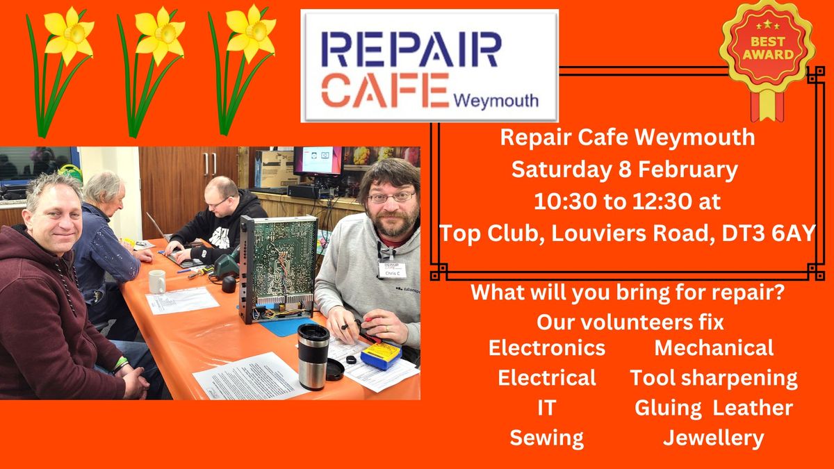 Repair Cafe Weymouth 8 February 2025 event