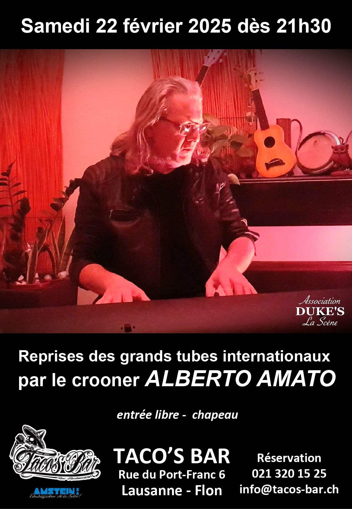 Le crooner Alberto Amato (reprises internationales en piano-voix)