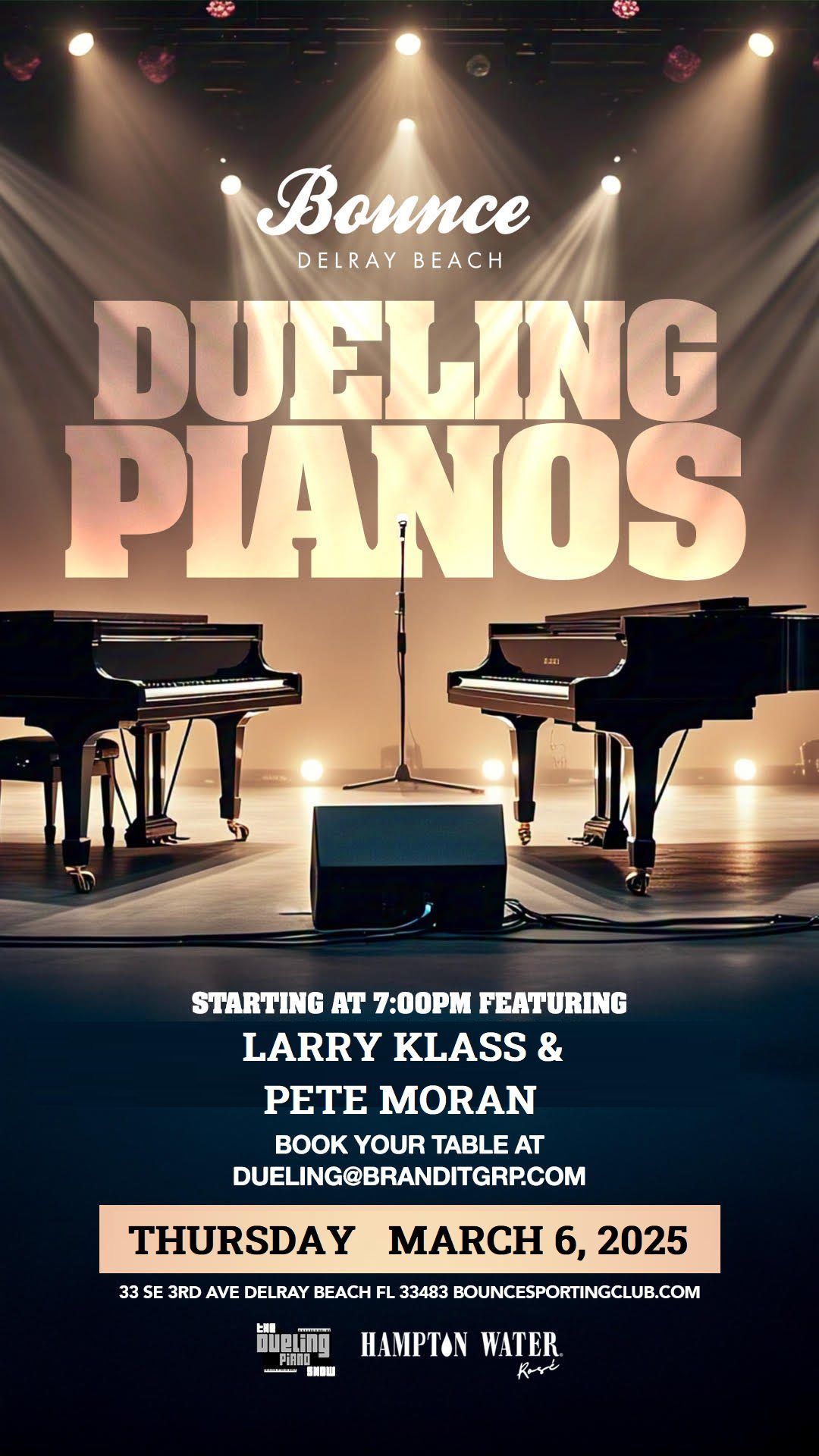 Dueling Pianos at Bounce Delray Beach March 6