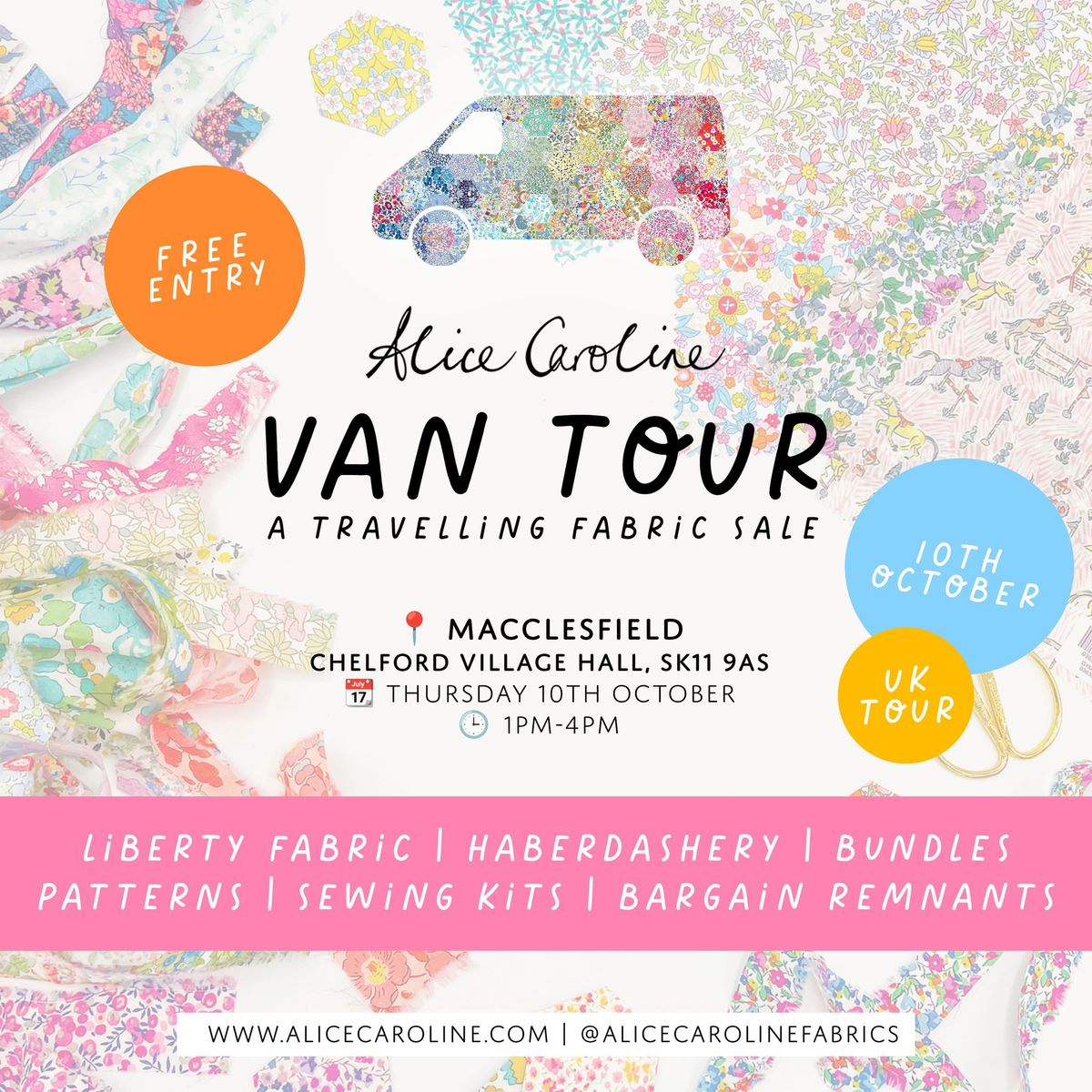 Macclesfield Van Tour | Travelling Fabric Sale | Liberty Fabric | Alice Caroline