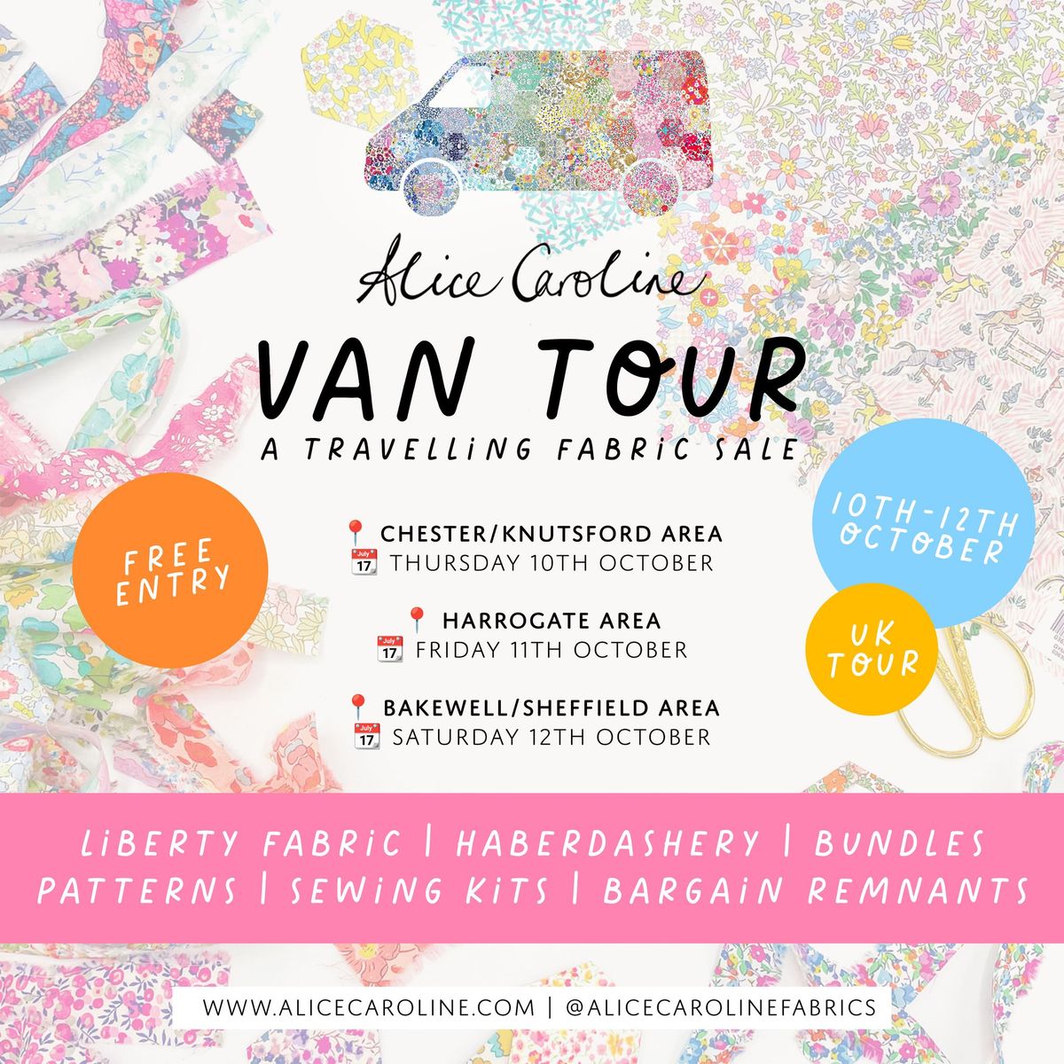 Chester\/Knutsford Van Tour | Travelling Fabric Sale | Liberty Fabric | Alice Caroline