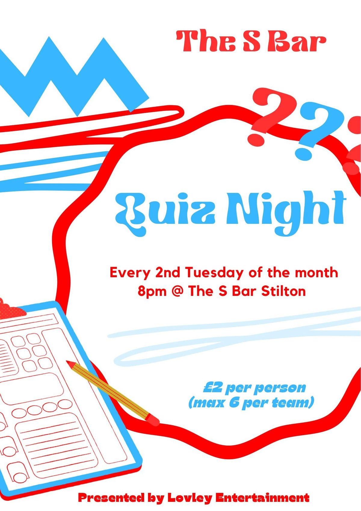 Monthly Quiz Night at The S Bar
