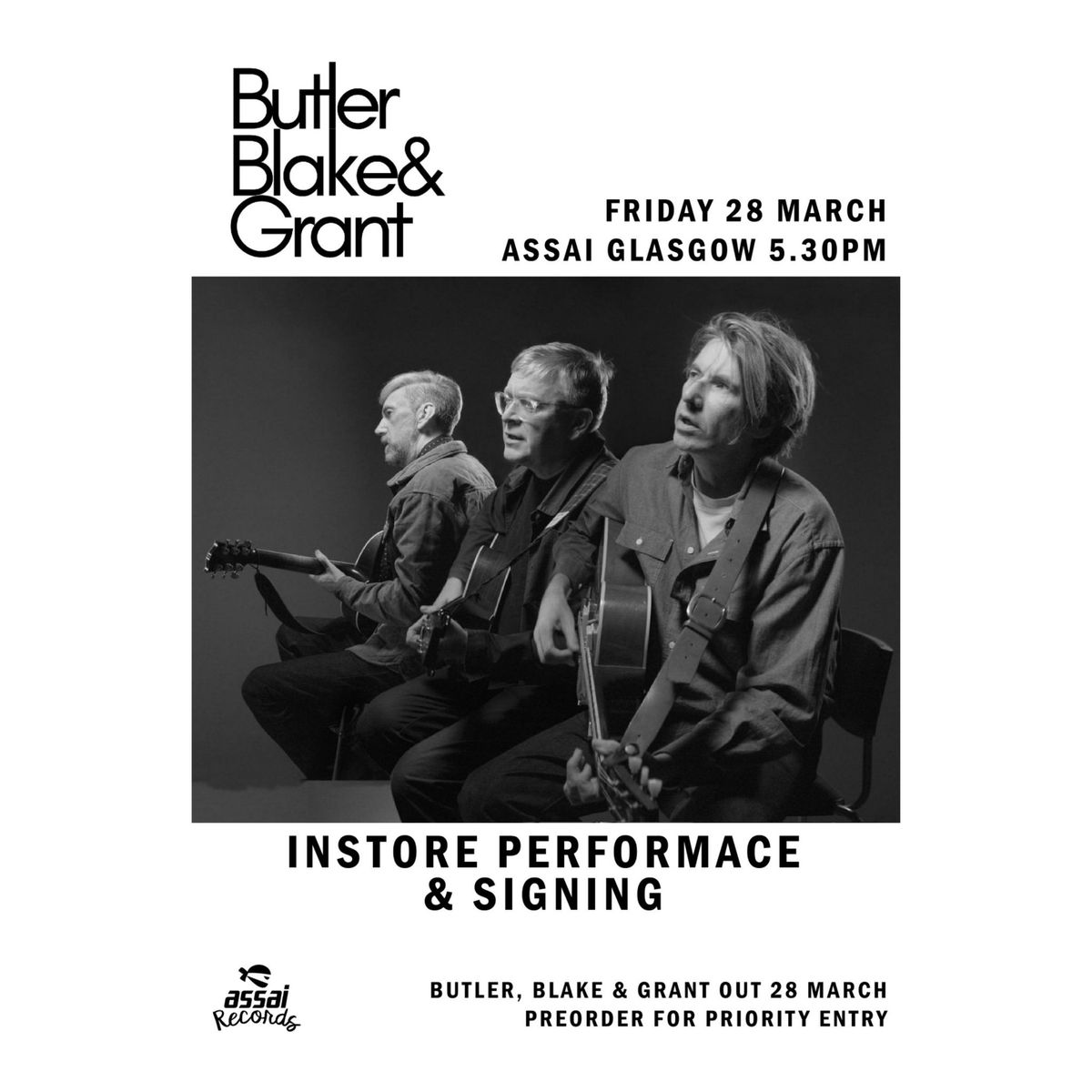 Butler, Blake & Grant Live Instore & Signing @ Assai Records Glasgow