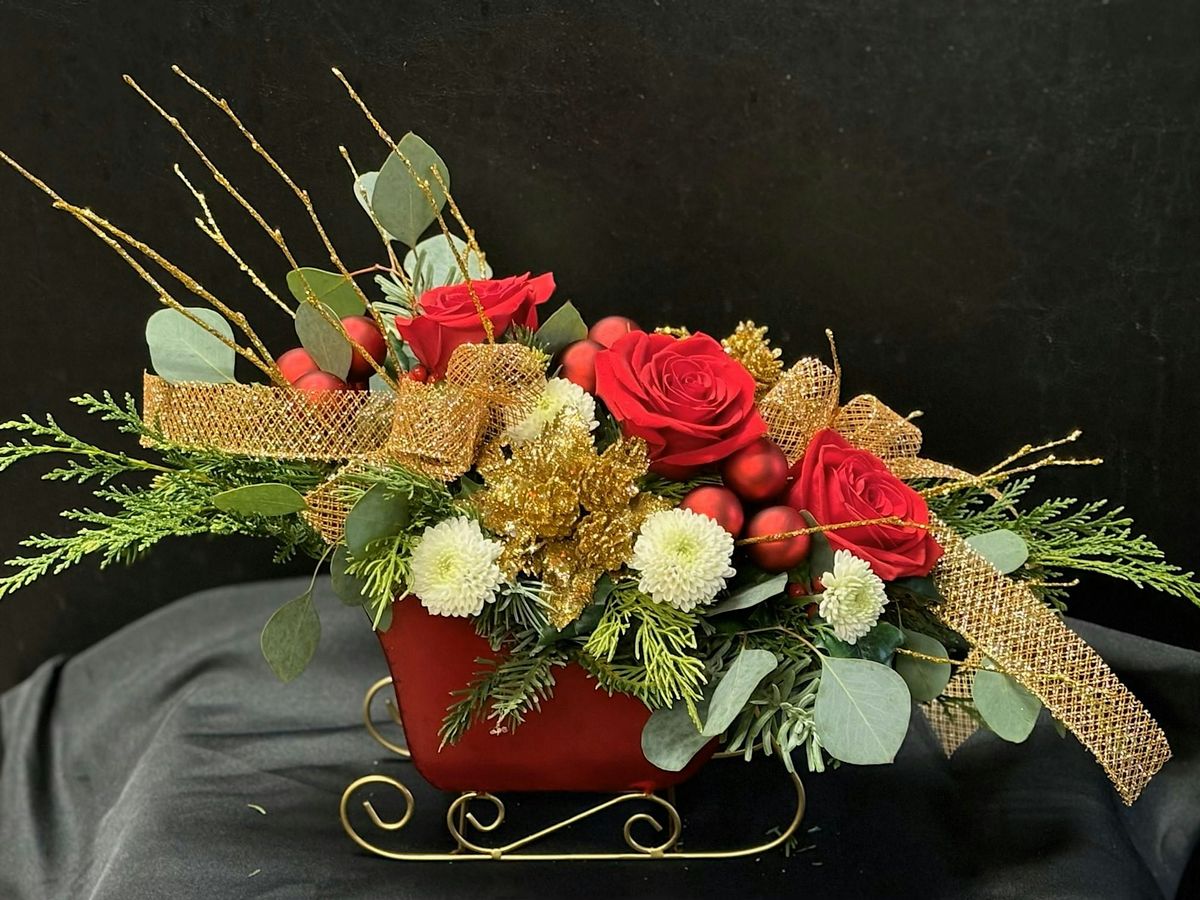 Easton Festival Of Trees - Holiday Floral Workshop - Sleigh Arrangement