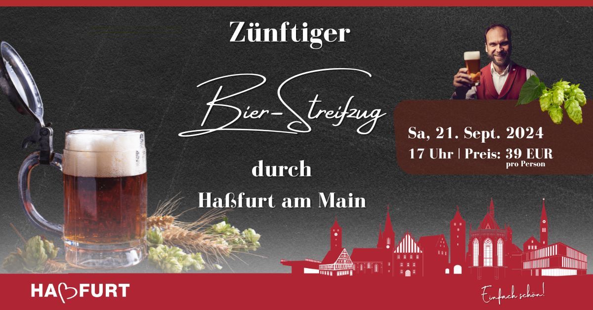 Kulinarische Stadtf\u00fchrung: Z\u00fcnftiger Bier-Streifzug durch Ha\u00dffurt am Main