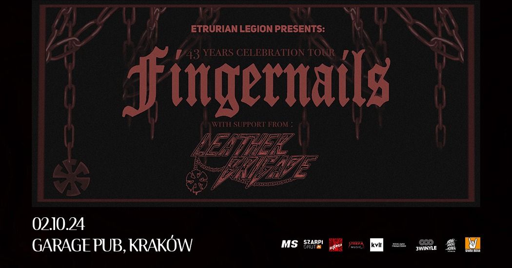 FINGERNAILS (speed metal, W\u0142ochy) + LEATHER BRIGADE (speed metal, Rumunia) \/ 02.10.24, Krak\u00f3w