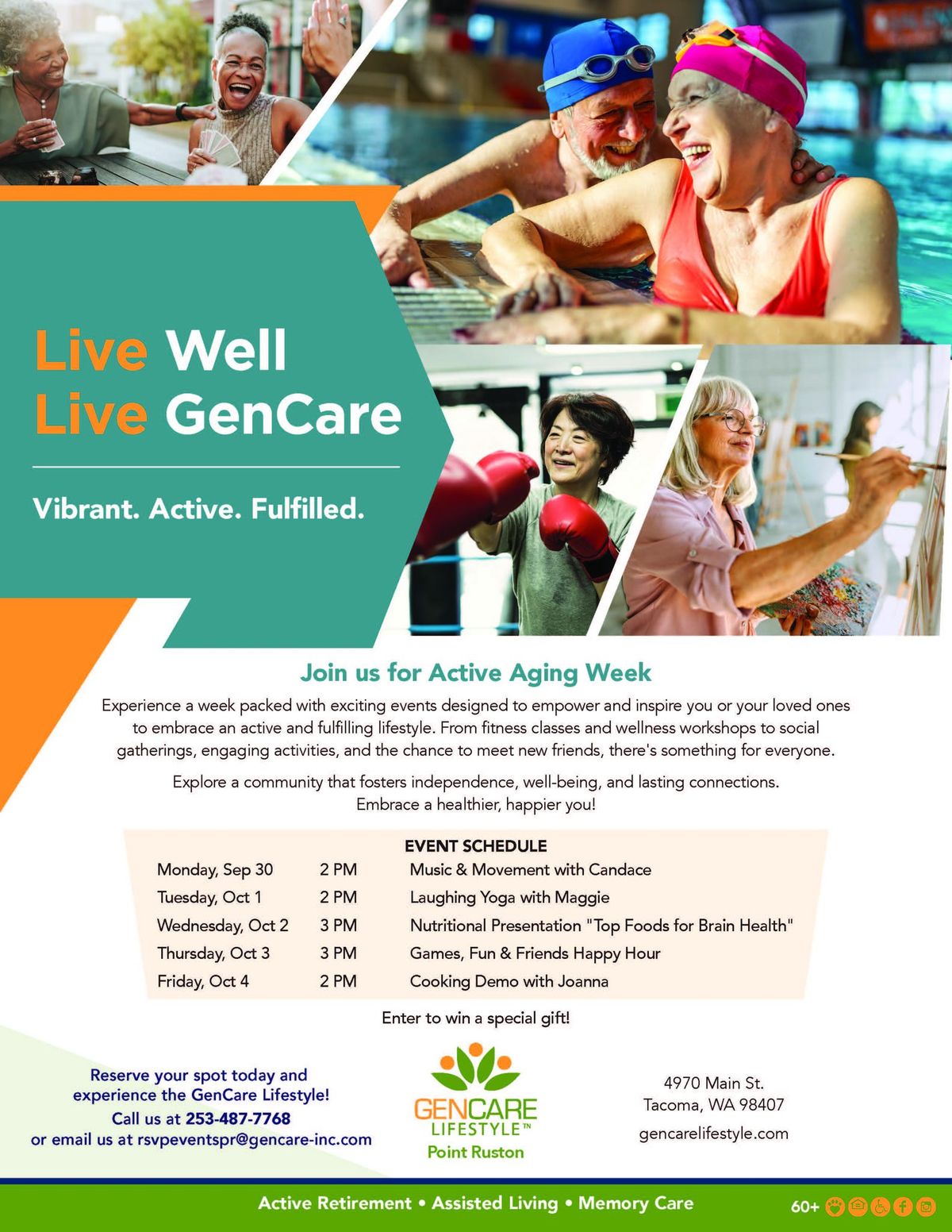 Live Well. Live GenCare. Point Ruston's Active Aging Week