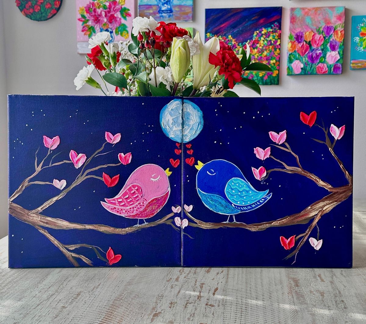 Valentine Love Birds Couples Painting Class