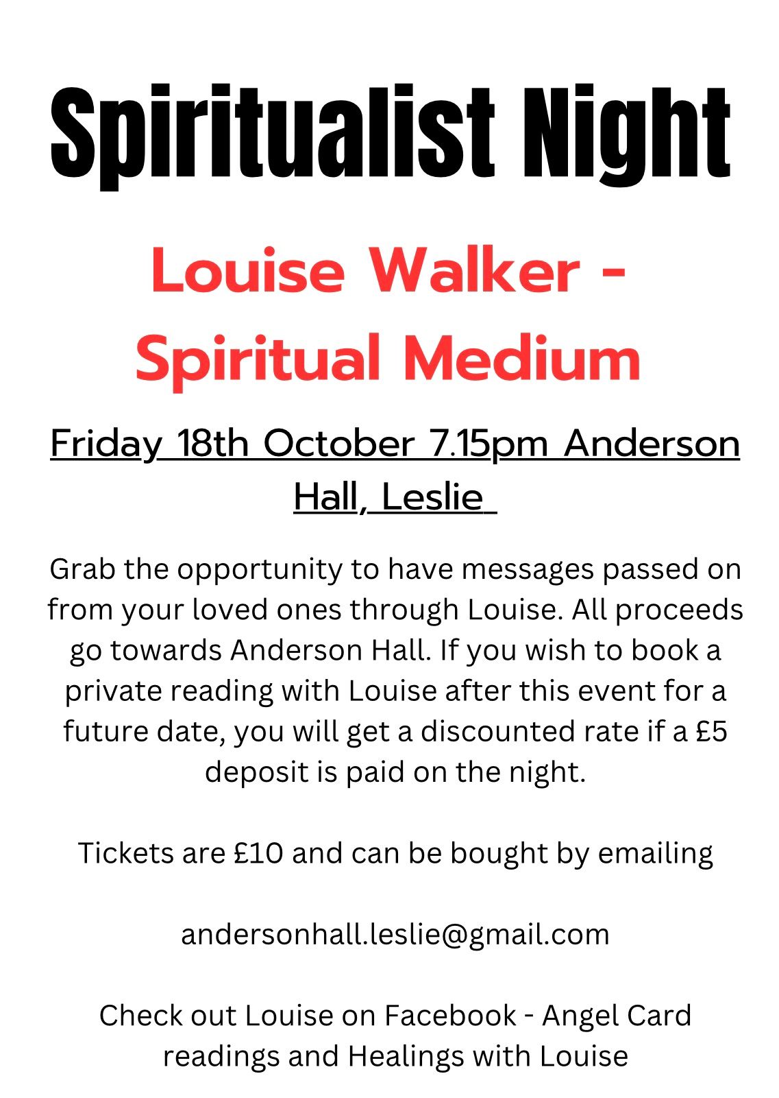 Spiritualist night with Louise Walker