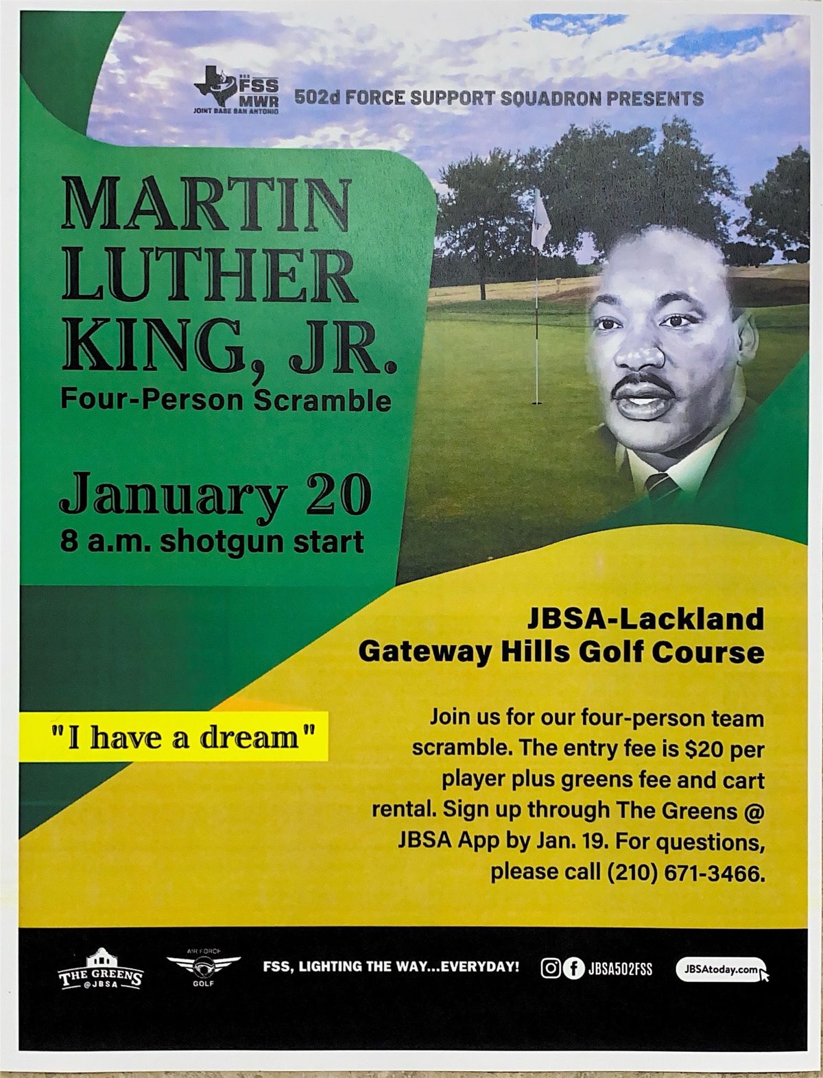 \u201c I have a dream \u201c MLK 4 person scramble 