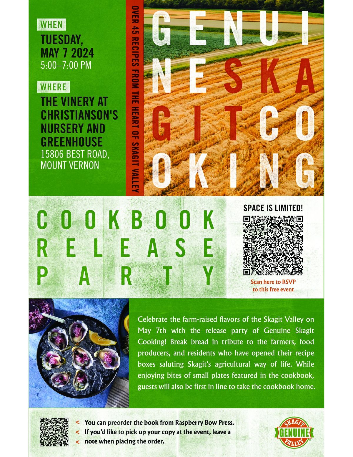 Genuine Skagit Cooking - Cookbook Release Party