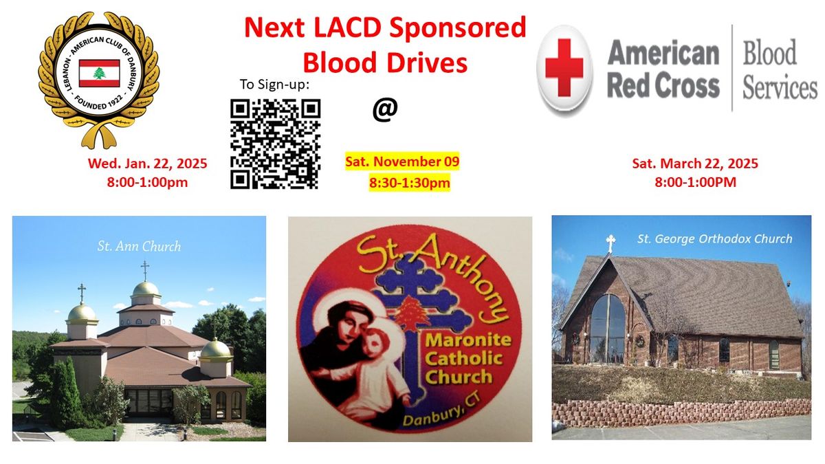 Next LAC Blood Drive will be held at St. Anthony Maronite Church