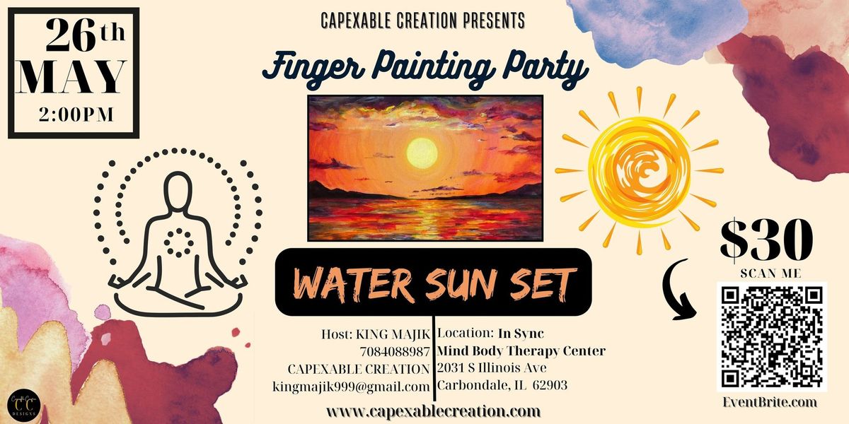 Water Sun Set Finger Paint Party 