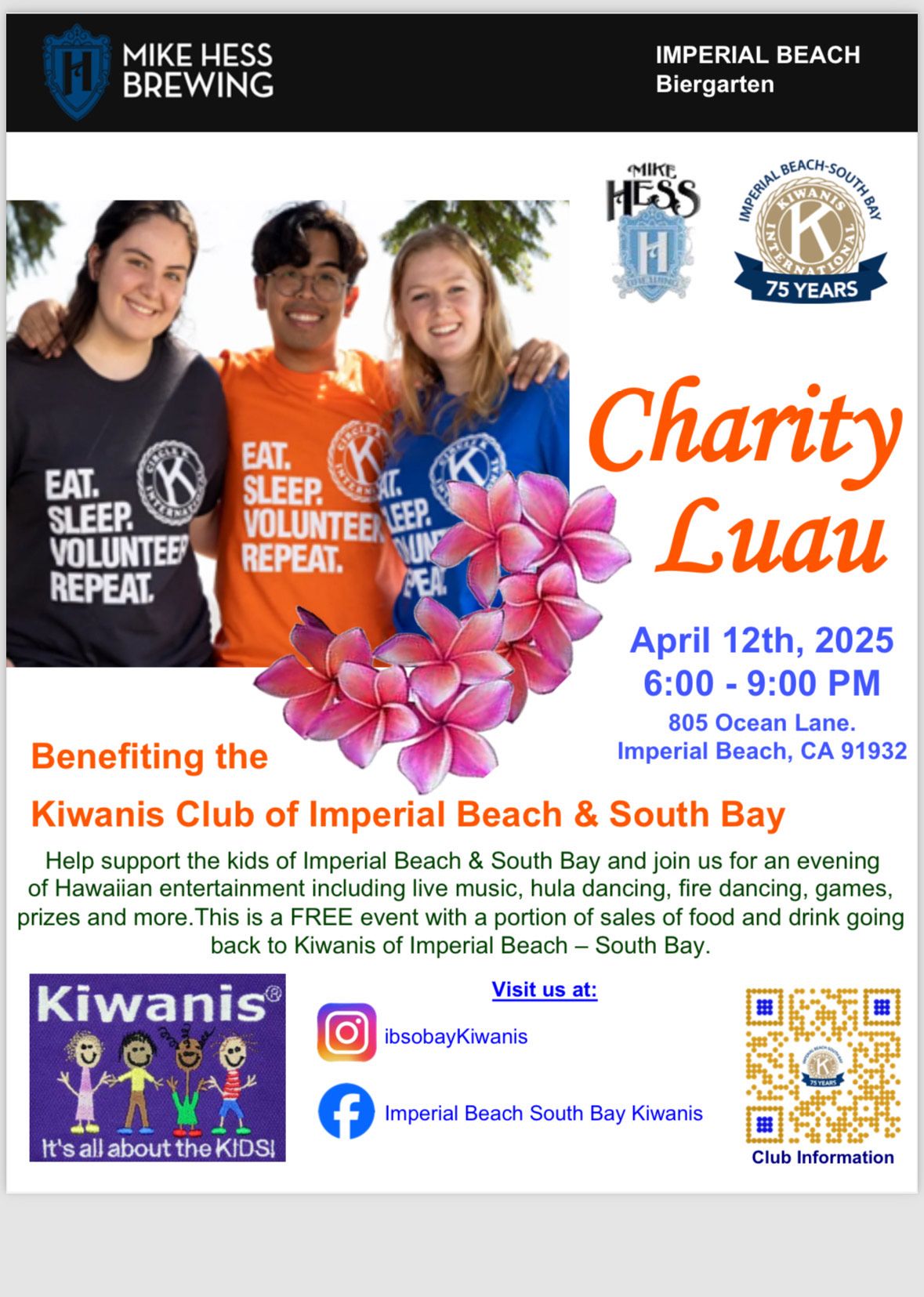 Charity Luau Benfiting the Kiwanis Club of Imperial Beach & South Bay