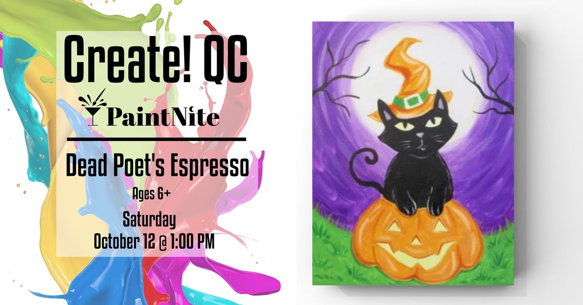 Paint Nite at Dead Poet's Espresso: Kitty Witch in a Pumpkin