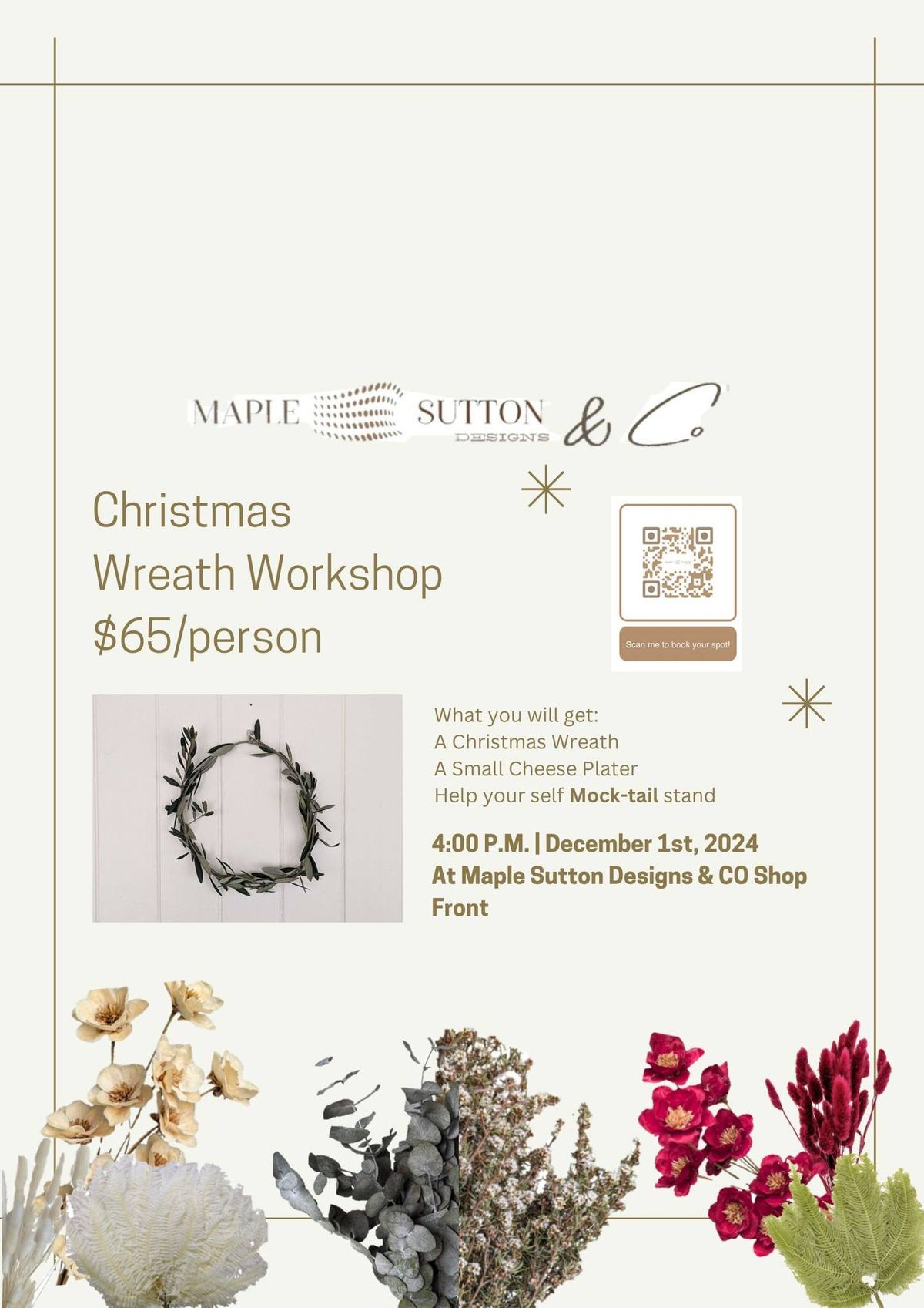 Christmas Olive Leaf Wreath Workshop 