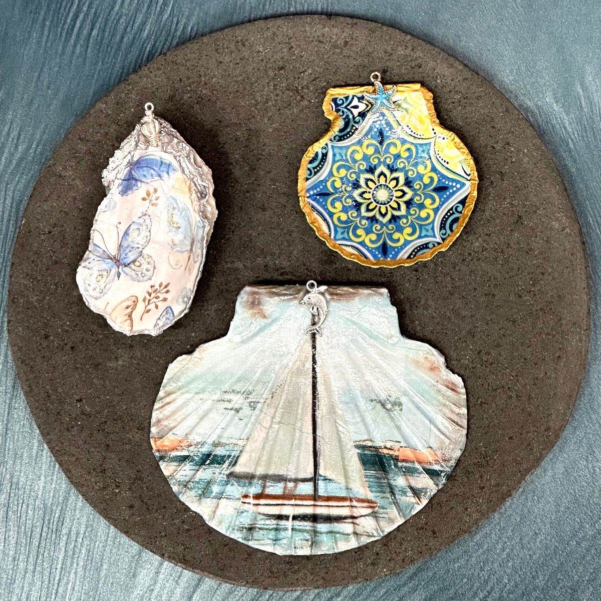 Decoupage Seashell Trio