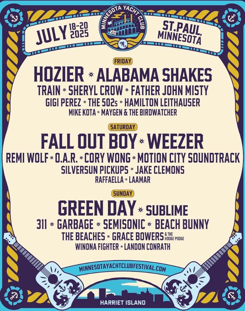 Minnesota Yacht Club Festival: Fall Out Boy  Hozier  Green Day & Weezer - 3 Day Pass