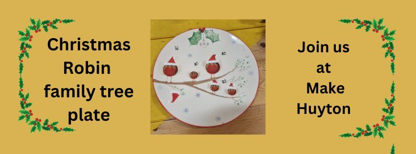 Liverpool event; Christmas Robin family tree painted plate