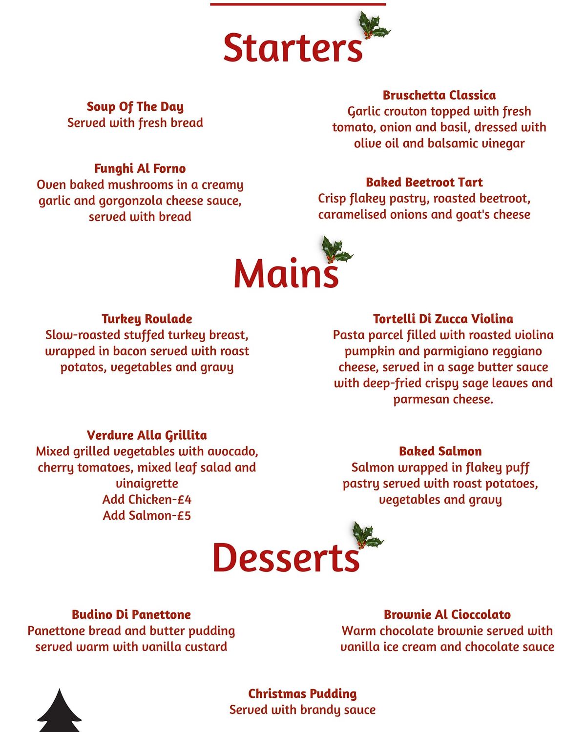 Christmas menu 