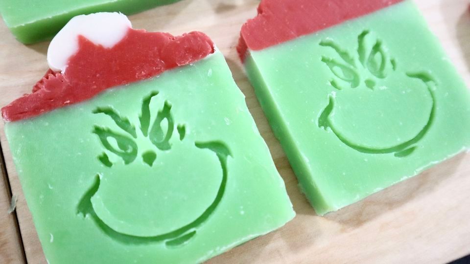 The Grinch Cold Process Soap Making Workshop (CP 217)-Piping & Stamping