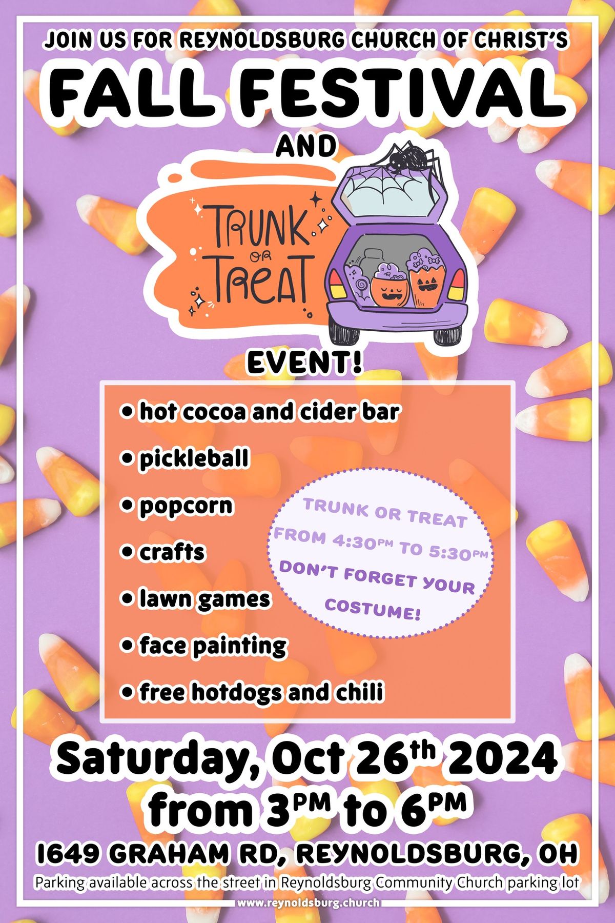  Reynoldsburg Church of Christ Fall Festival & Trunk or Treat \ud83c\udf83