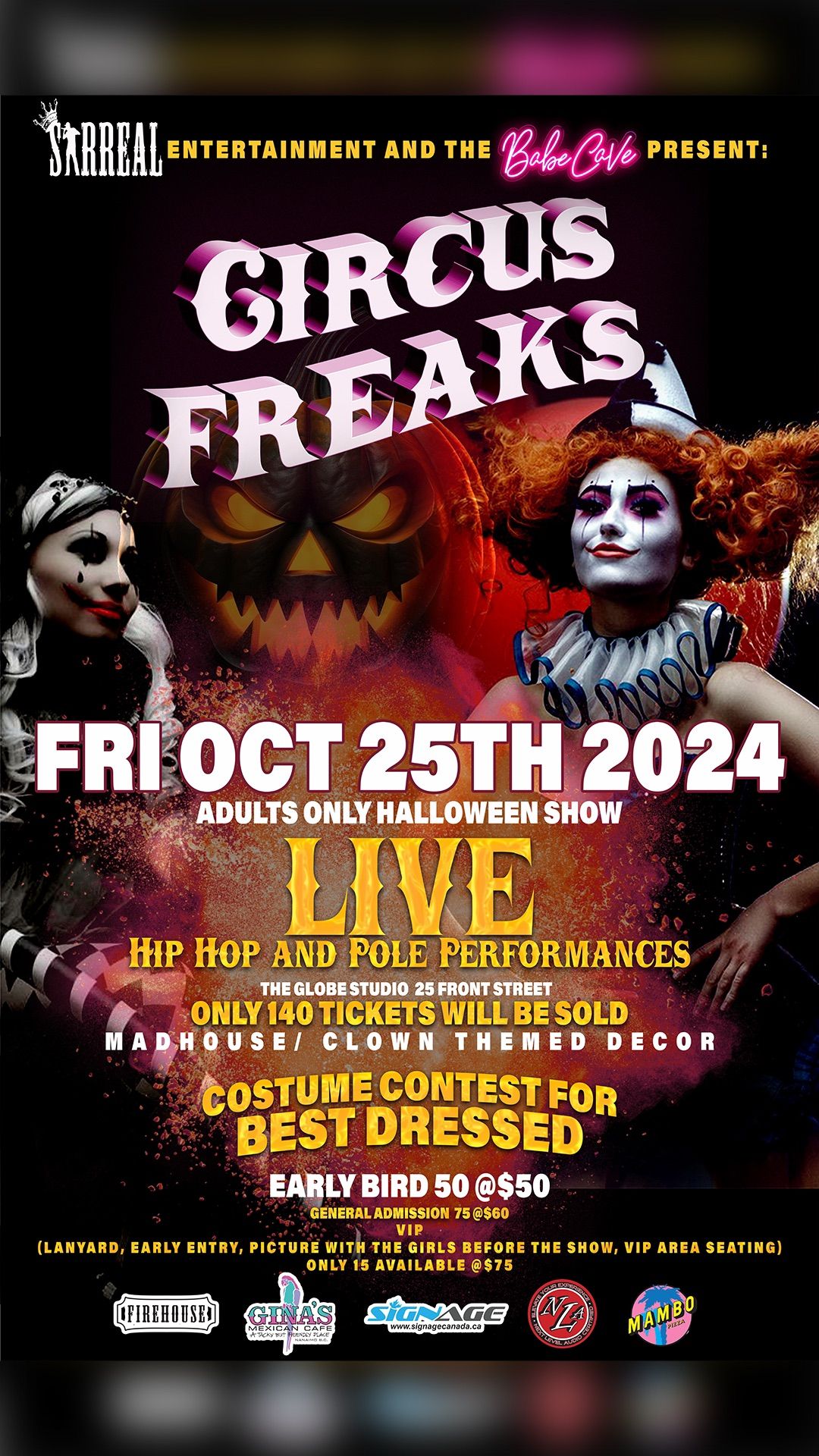 Sirreal and The Babe Cave Present: Circus Freaks Halloween Show