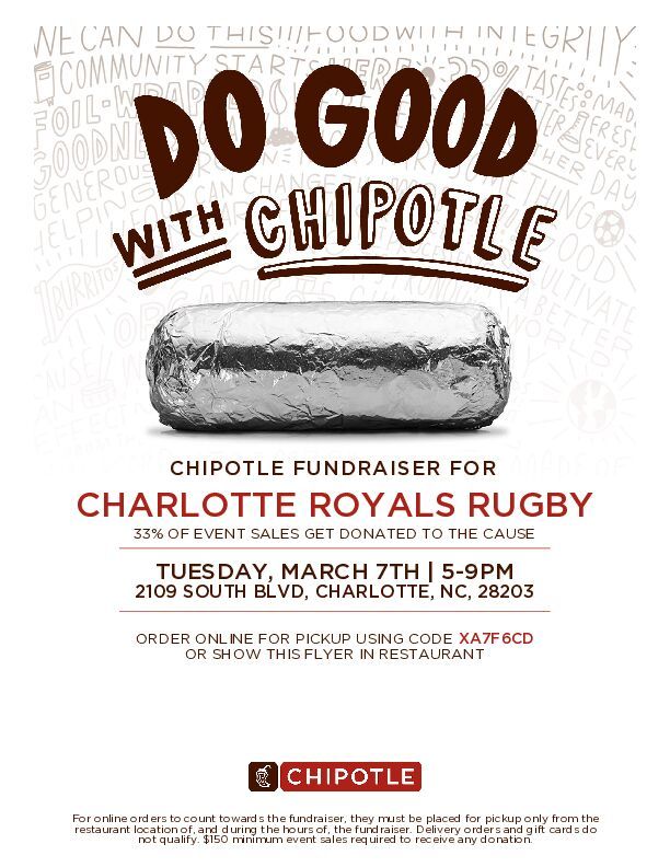 Chipotle Fundraiser Benefiting the Charlotte Royals