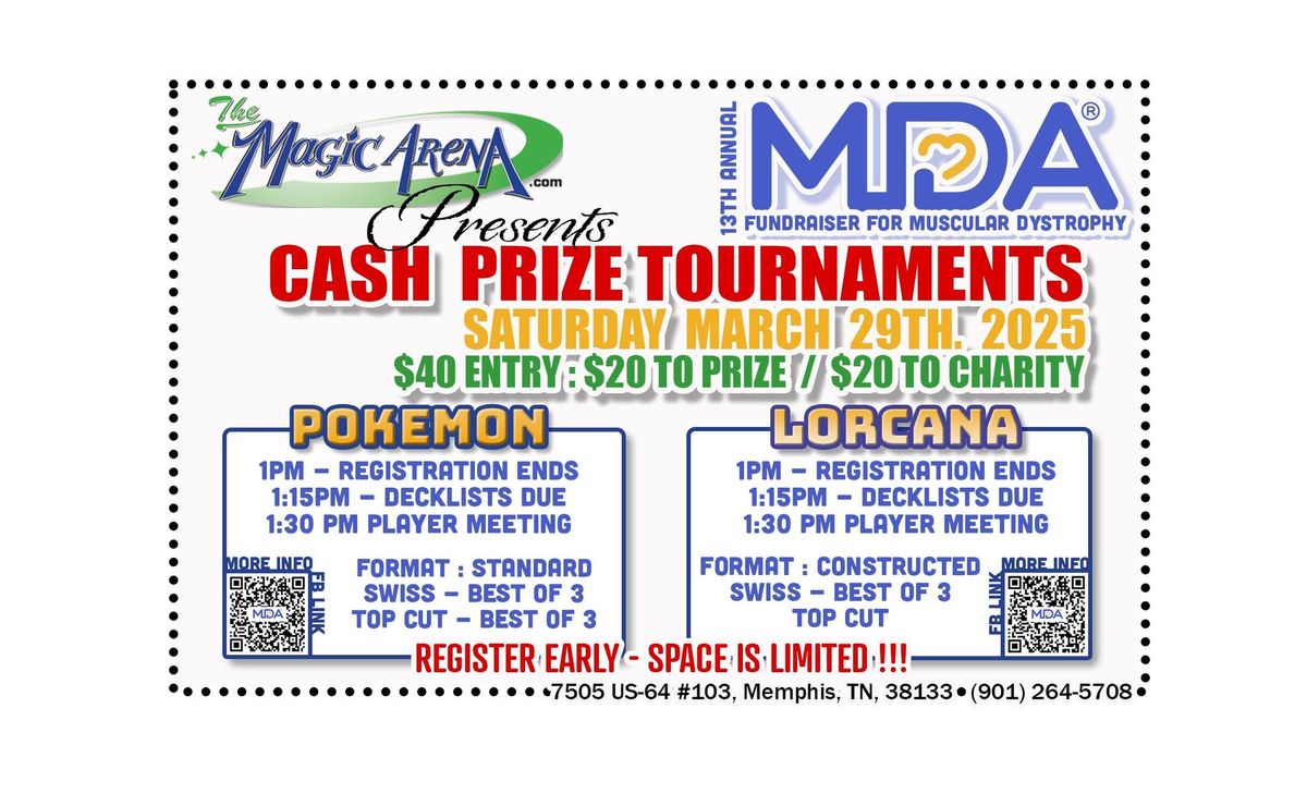 2025 MDA Fundraiser Event \u2618\ufe0f POKEMON TCG Cash Prize Tournament