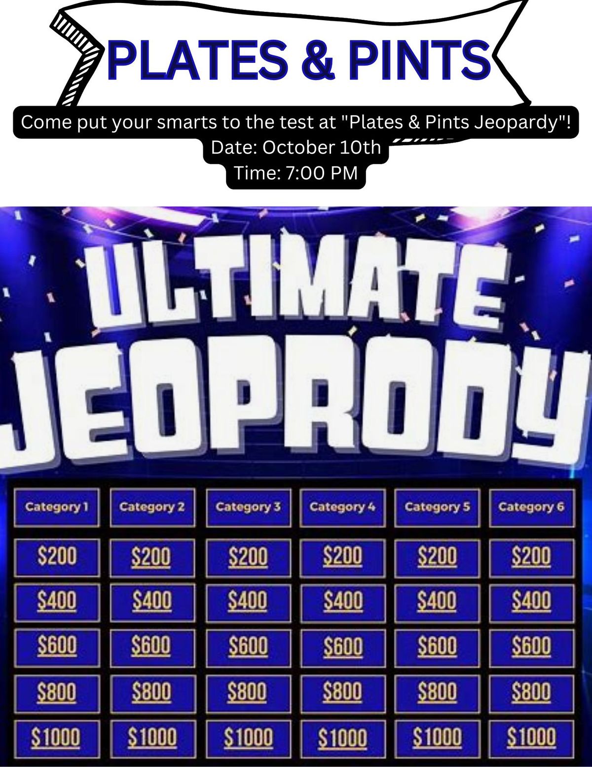 Plates & Pints Jeopardy Edition