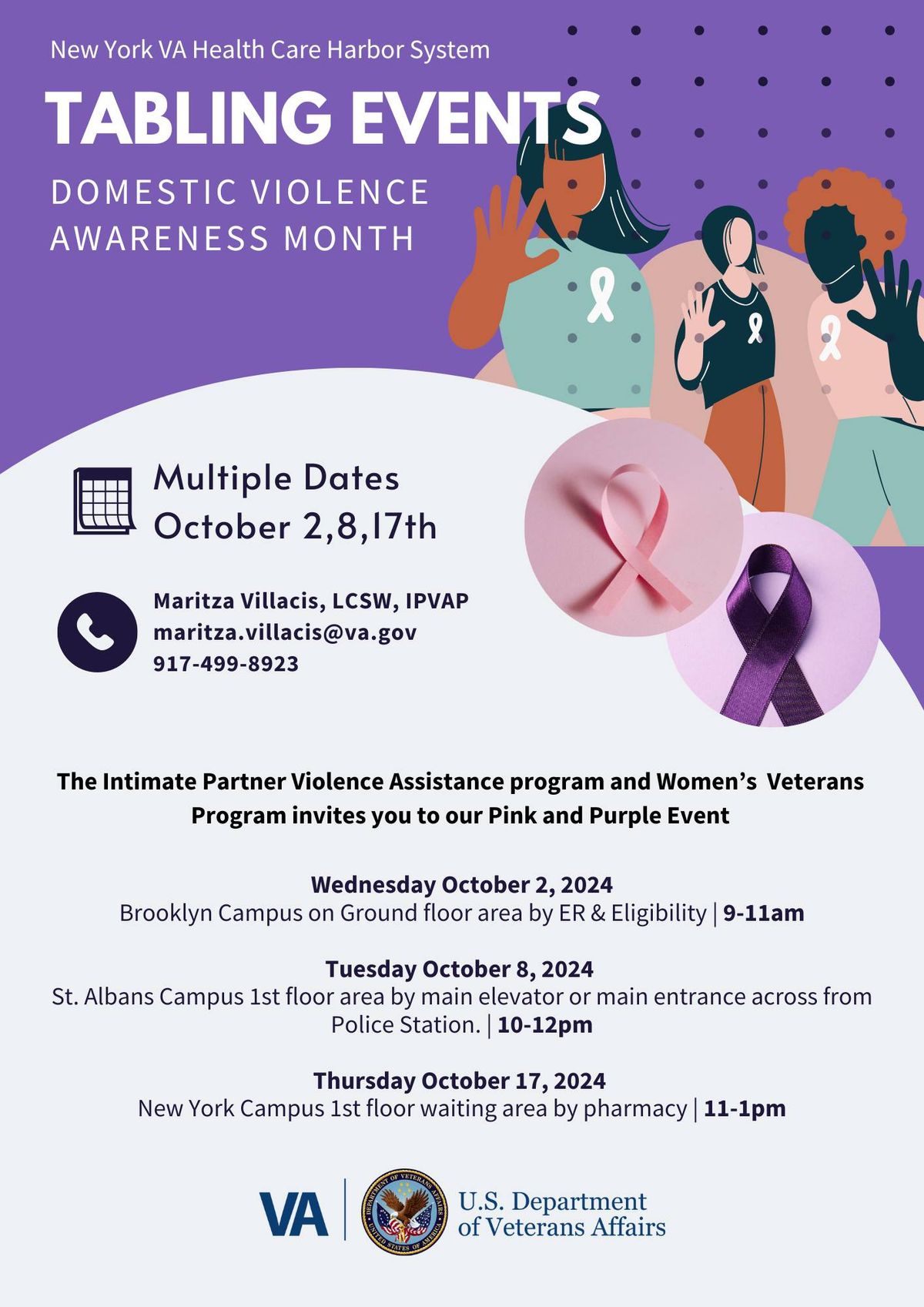 Domestic Violence Awareness Month Pink and Purple Tabling Event