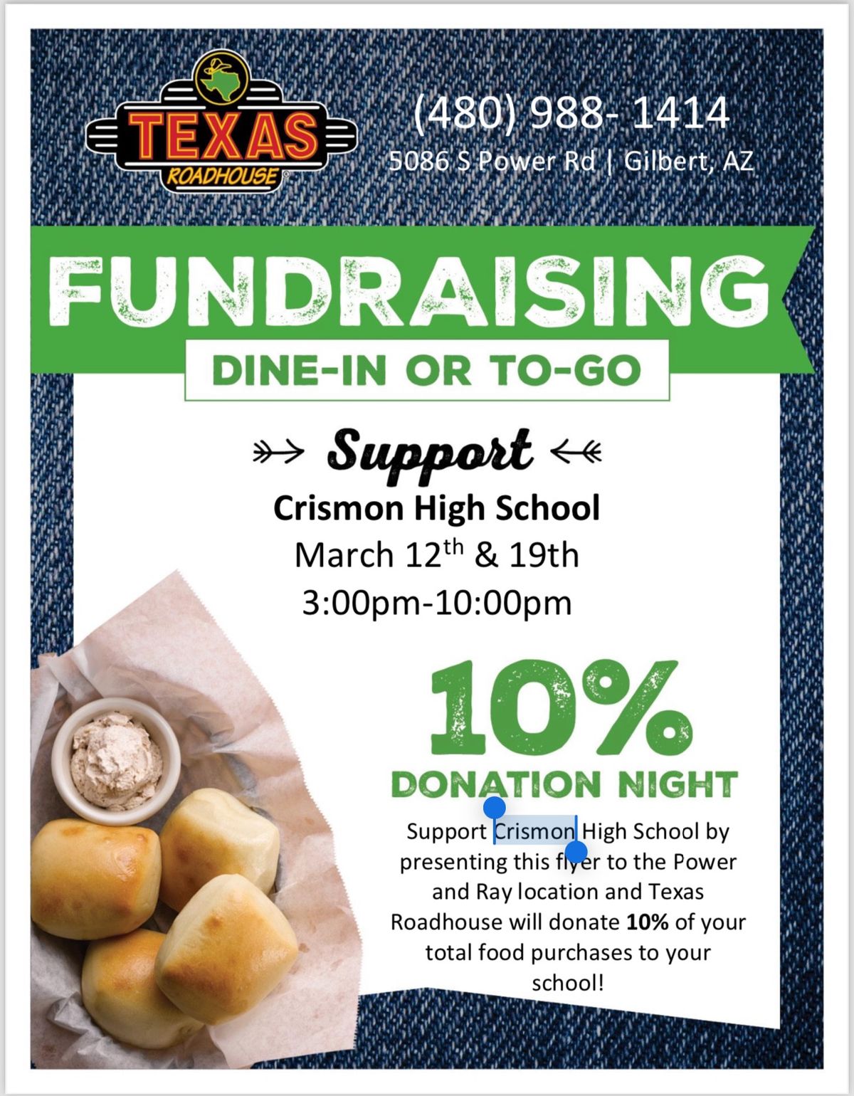 Texas Roadhouse Spirit Night