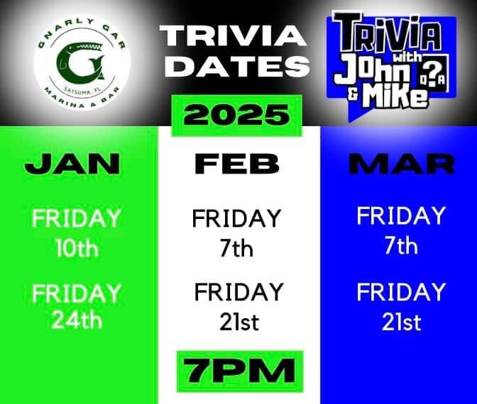 Gnarly Gar hosts Trivia w\/ John & Mike: 2\/7\/25!