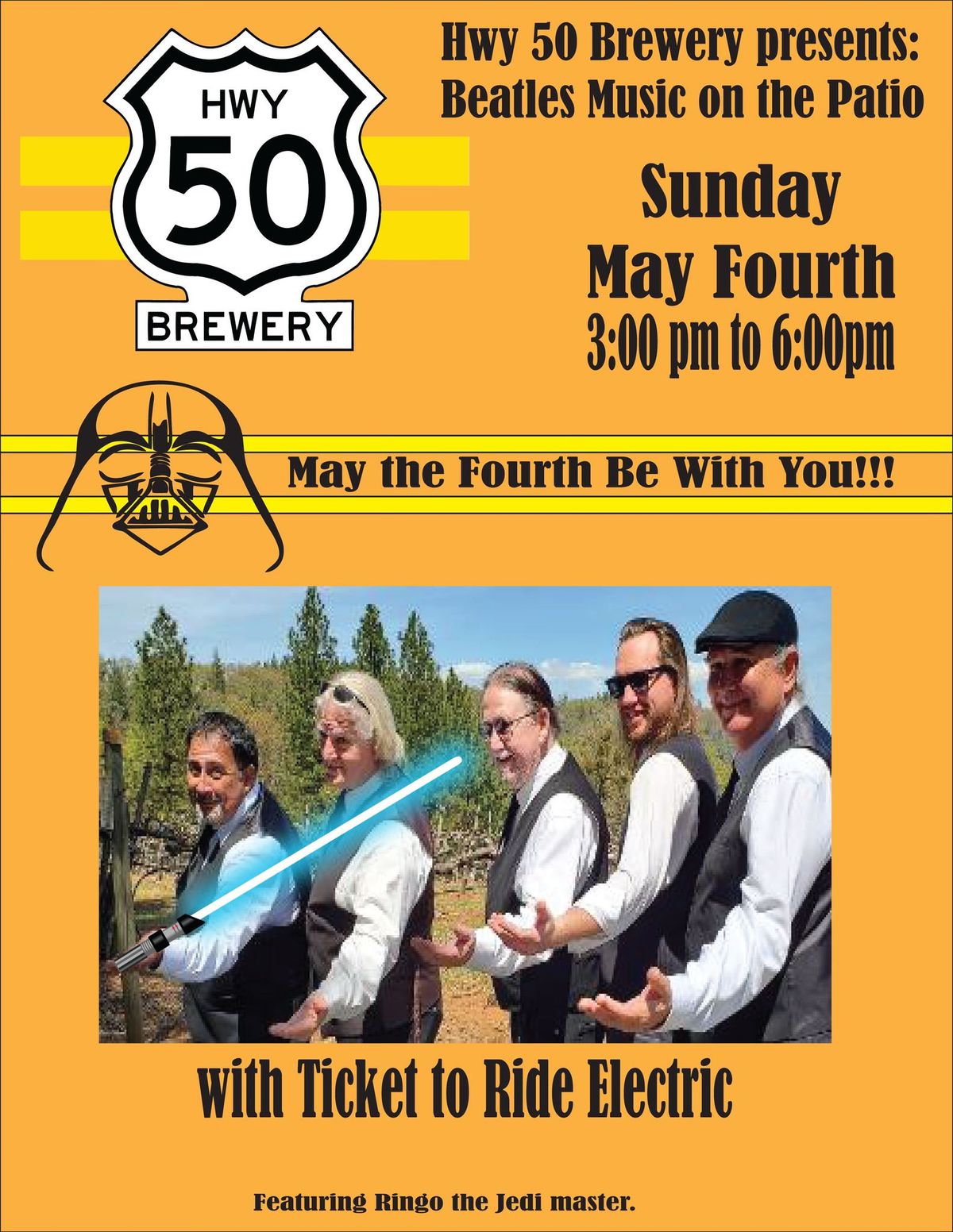 Beatles & Brew!!! Star Wars Too!!! Ticket To Ride Electric at Hwy 50 Brewery, May The Fourth!!!