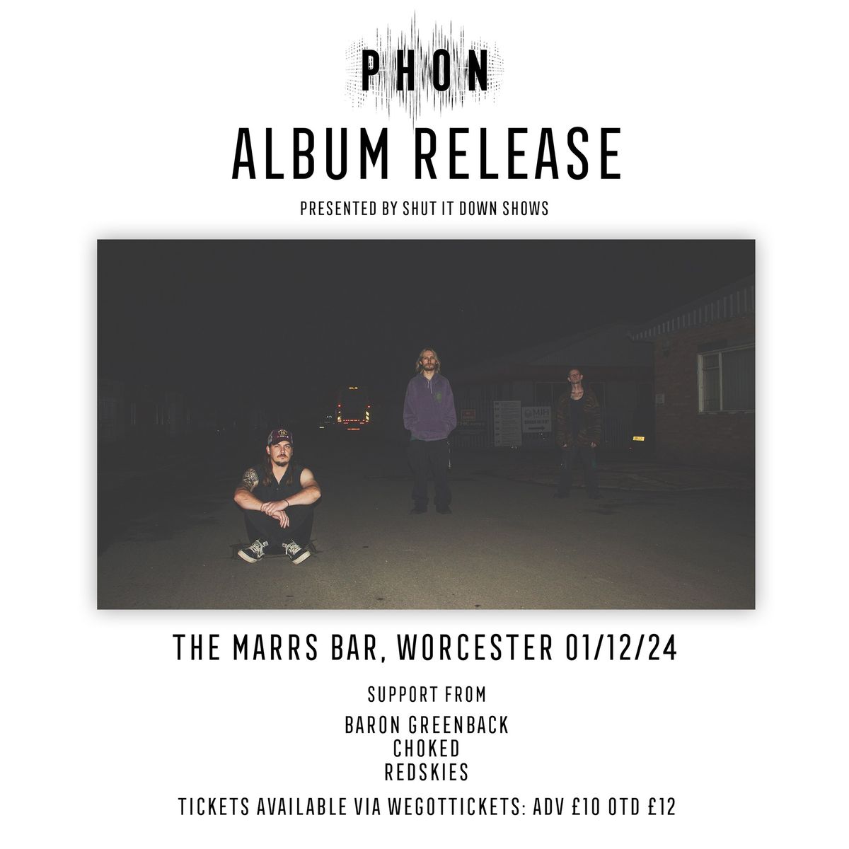 PHON album launch, With: Baron Greenback \/ Choked \/ Redskies live at The Marr\u2019s Bar