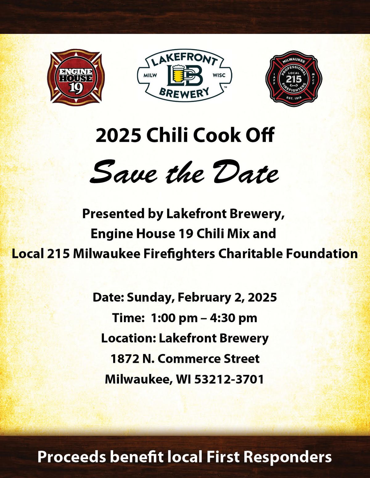 Lakefront Brewery and Engine House 19 Annual Chili Cook-Off